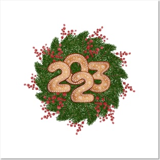 2023 Merry Christmas Wreath Posters and Art